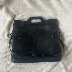 COACH BONNIE Black Leather Foldover Tote Shoulder Bag Model M0873-13380